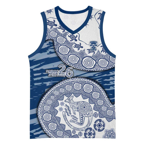 Geelong Cats NAIDOC Week 2026 Basketball Jersey Australian Aboriginal Dot Art Dreamtime Pattern Style