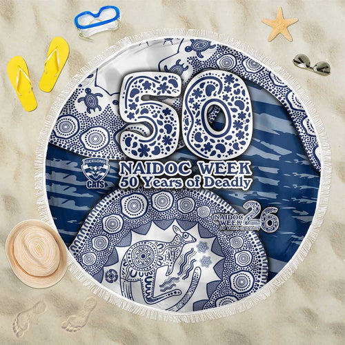 Geelong Cats NAIDOC Week 2026 Beach Blanket Australian Aboriginal Dot Art Dreamtime Pattern Style