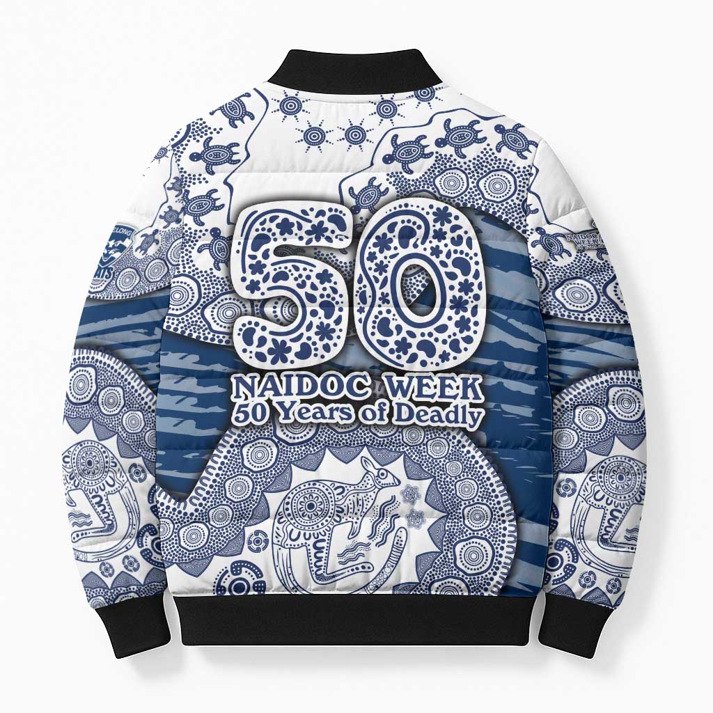 Geelong Cats NAIDOC Week 2026 Bomber Puffer Jacket Australian Aboriginal Dot Art Dreamtime Pattern Style