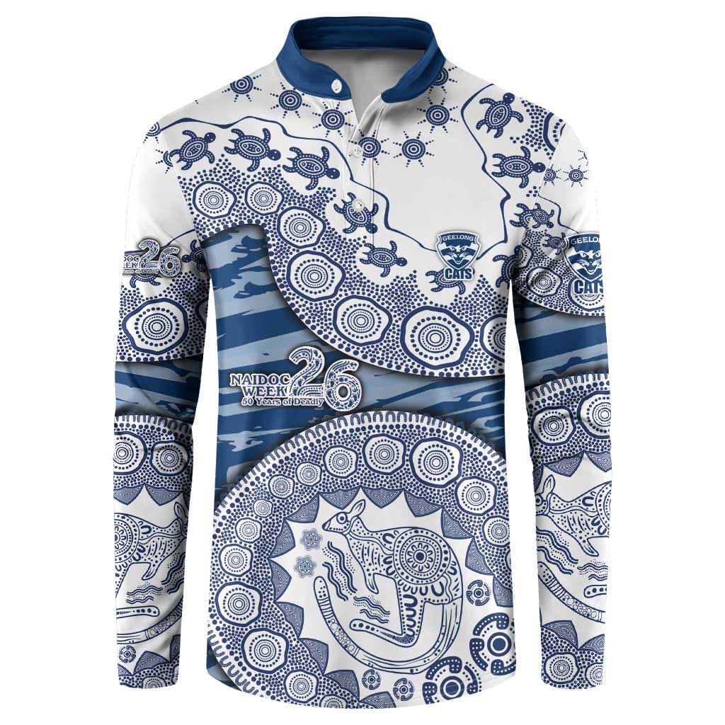 Geelong Cats NAIDOC Week 2026 Button Sweatshirt Australian Aboriginal Dot Art Dreamtime Pattern Style
