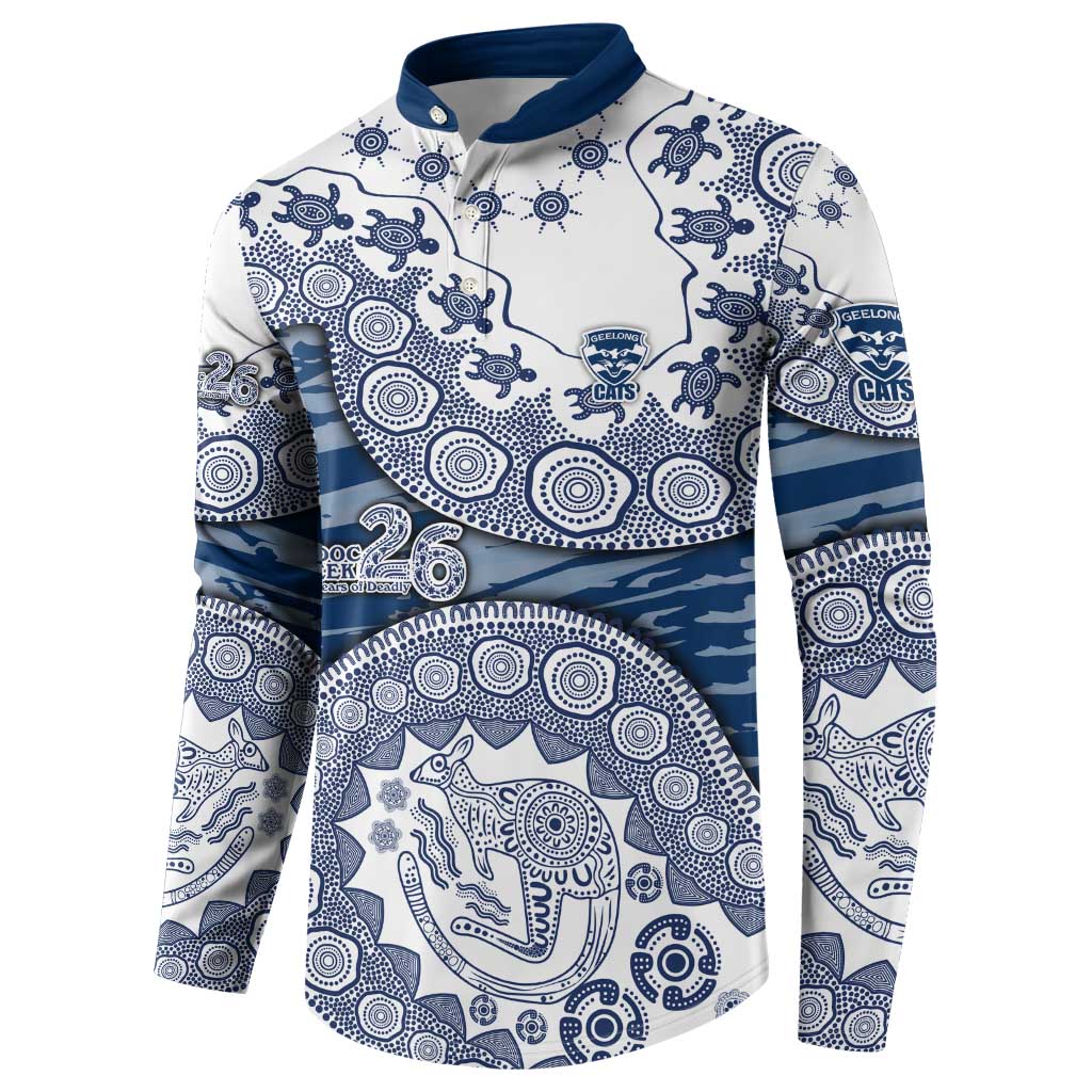 Geelong Cats NAIDOC Week 2026 Button Sweatshirt Australian Aboriginal Dot Art Dreamtime Pattern Style