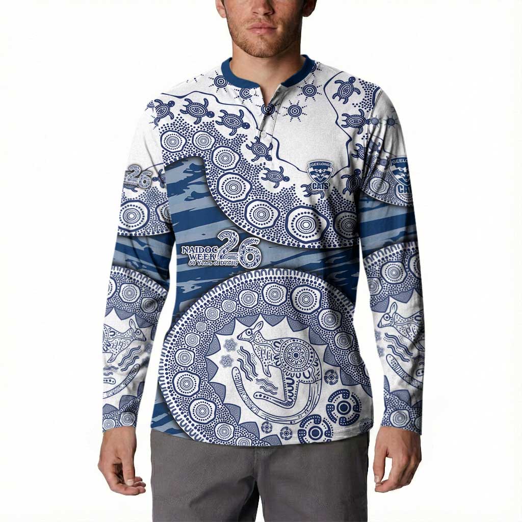 Geelong Cats NAIDOC Week 2026 Button Sweatshirt Australian Aboriginal Dot Art Dreamtime Pattern Style
