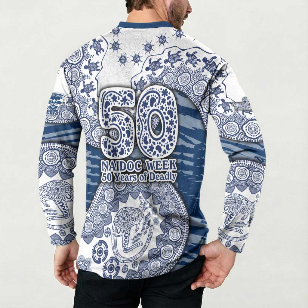 Geelong Cats NAIDOC Week 2026 Button Sweatshirt Australian Aboriginal Dot Art Dreamtime Pattern Style