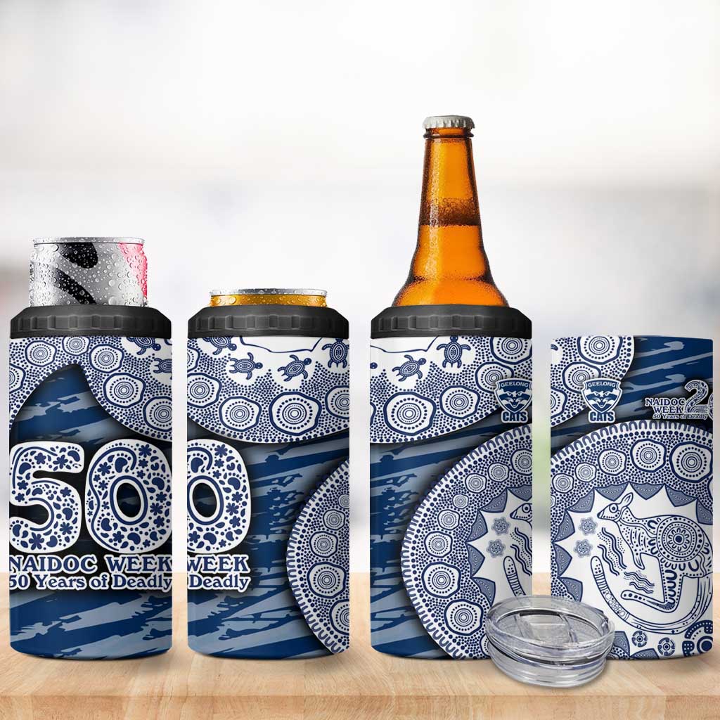 Geelong Cats NAIDOC Week 2026 4 in 1 Can Cooler Tumbler Australian Aboriginal Dot Art Dreamtime Pattern Style