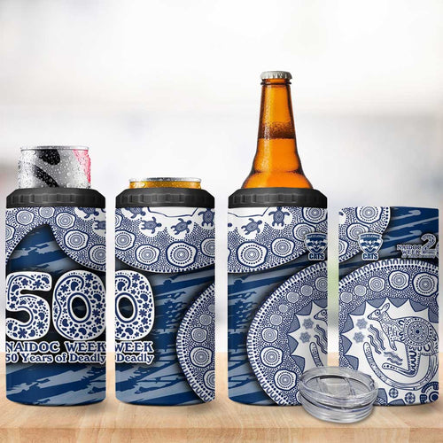 Geelong Cats NAIDOC Week 2026 4 in 1 Can Cooler Tumbler Australian Aboriginal Dot Art Dreamtime Pattern Style