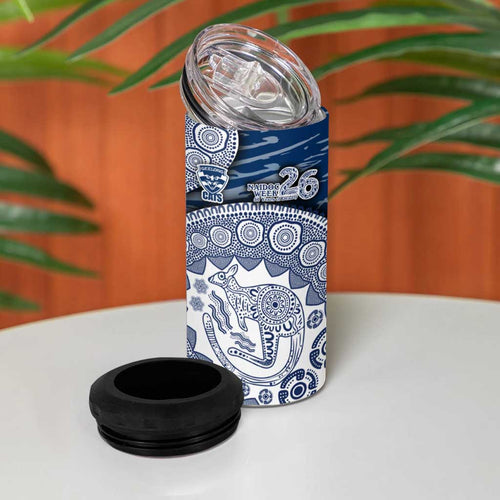Geelong Cats NAIDOC Week 2026 4 in 1 Can Cooler Tumbler Australian Aboriginal Dot Art Dreamtime Pattern Style