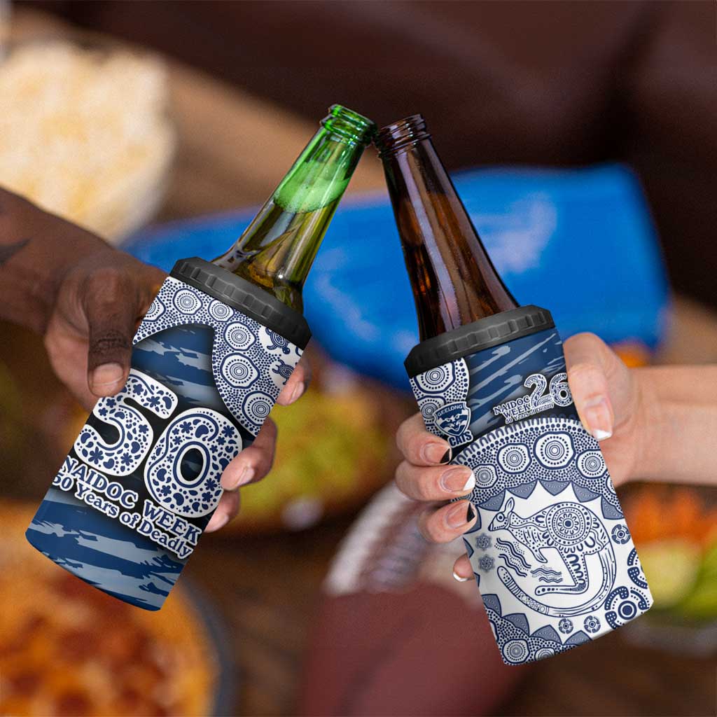 Geelong Cats NAIDOC Week 2026 4 in 1 Can Cooler Tumbler Australian Aboriginal Dot Art Dreamtime Pattern Style