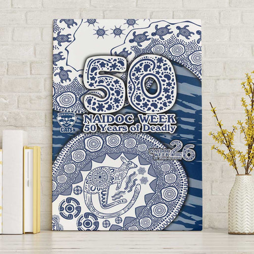 Geelong Cats NAIDOC Week 2026 Canvas Wall Art Australian Aboriginal Dot Art Dreamtime Pattern Style