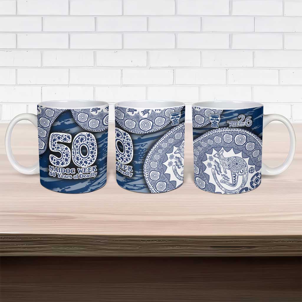 Geelong Cats NAIDOC Week 2026 Ceramic Mug Australian Aboriginal Dot Art Dreamtime Pattern Style