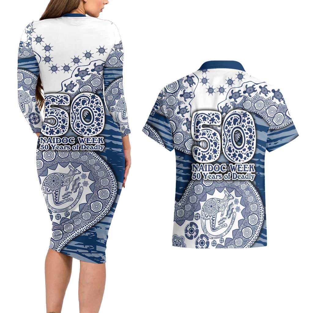 Geelong Cats NAIDOC Week 2026 Couples Matching Long Sleeve Bodycon Dress and Hawaiian Shirt Australian Aboriginal Dot Art Dreamtime Pattern Style