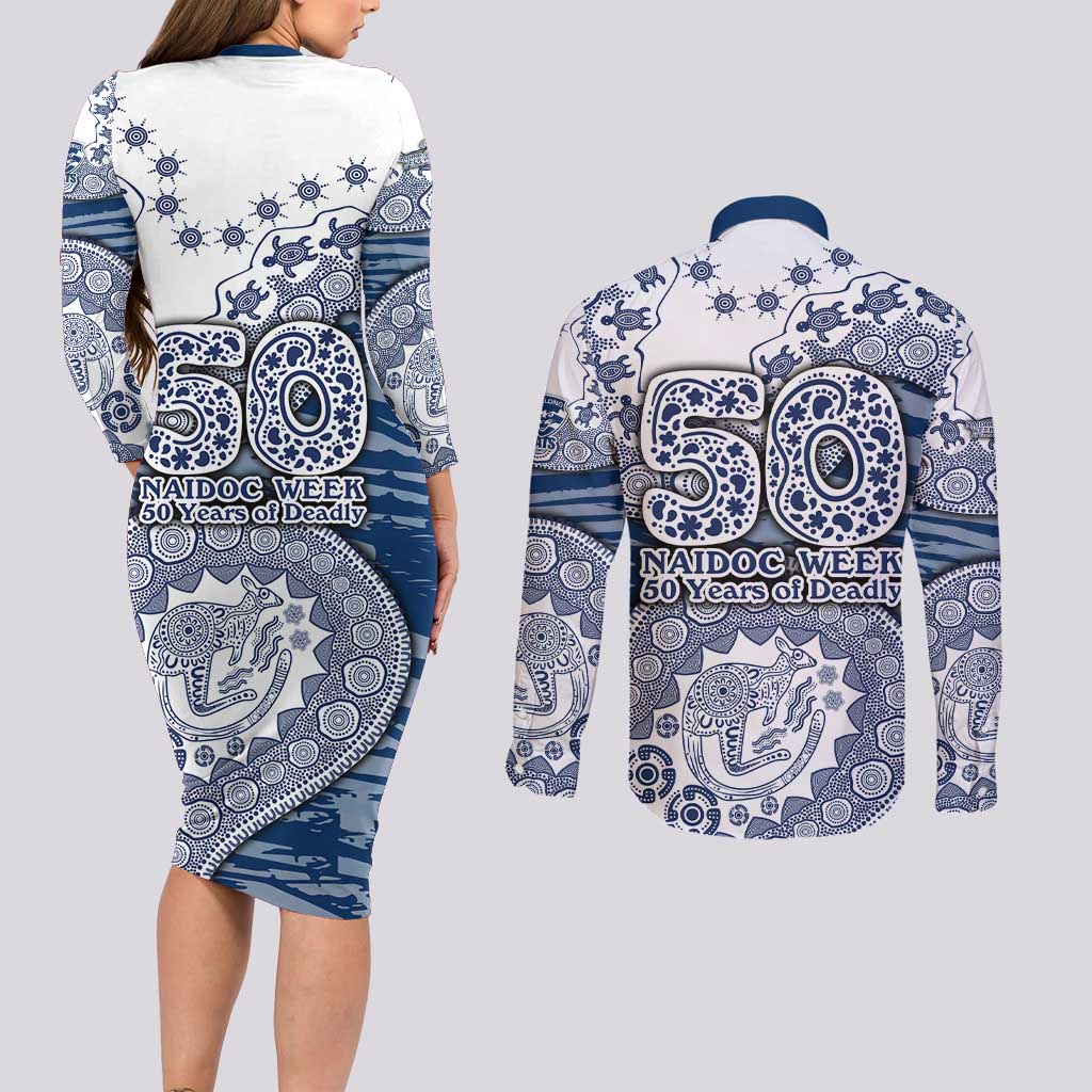 Geelong Cats NAIDOC Week 2026 Couples Matching Long Sleeve Bodycon Dress and Long Sleeve Button Shirt Australian Aboriginal Dot Art Dreamtime Pattern Style
