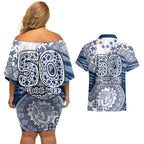 Geelong Cats NAIDOC Week 2026 Couples Matching Off Shoulder Short Dress and Hawaiian Shirt Australian Aboriginal Dot Art Dreamtime Pattern Style