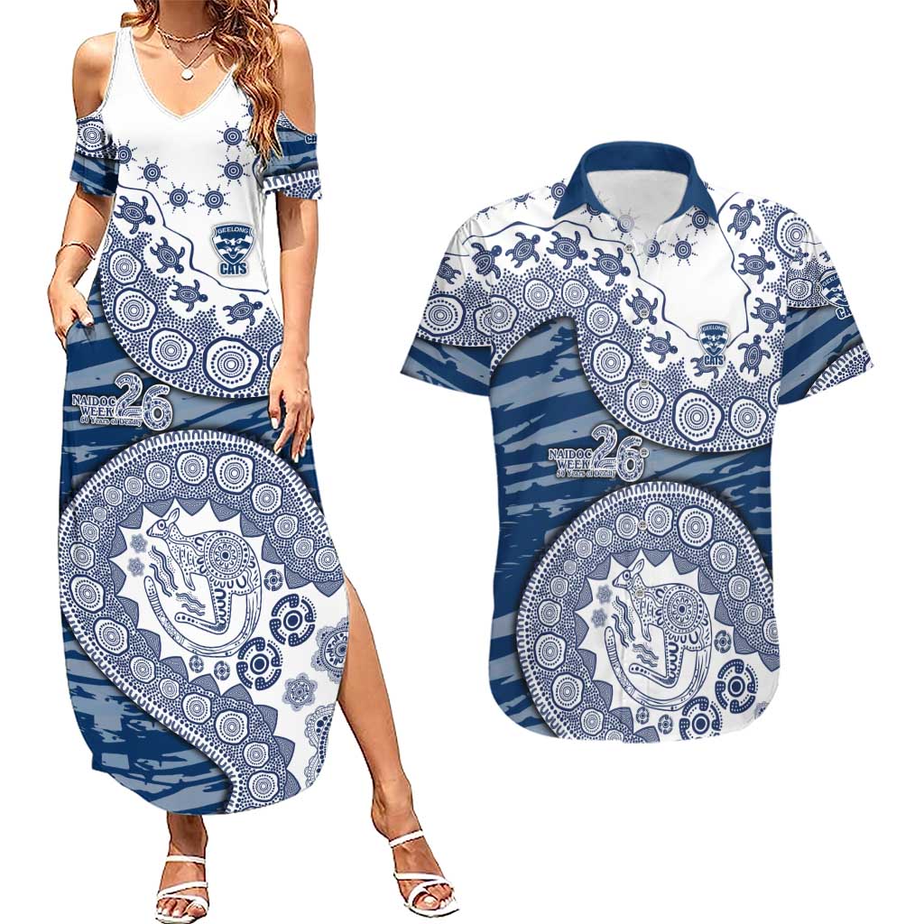 Geelong Cats NAIDOC Week 2026 Couples Matching Summer Maxi Dress and Hawaiian Shirt Australian Aboriginal Dot Art Dreamtime Pattern Style