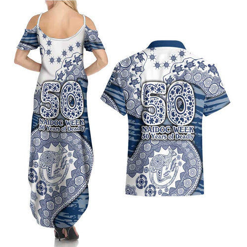 Geelong Cats NAIDOC Week 2026 Couples Matching Summer Maxi Dress and Hawaiian Shirt Australian Aboriginal Dot Art Dreamtime Pattern Style