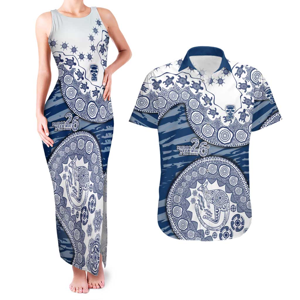 Geelong Cats NAIDOC Week 2026 Couples Matching Tank Maxi Dress and Hawaiian Shirt Australian Aboriginal Dot Art Dreamtime Pattern Style