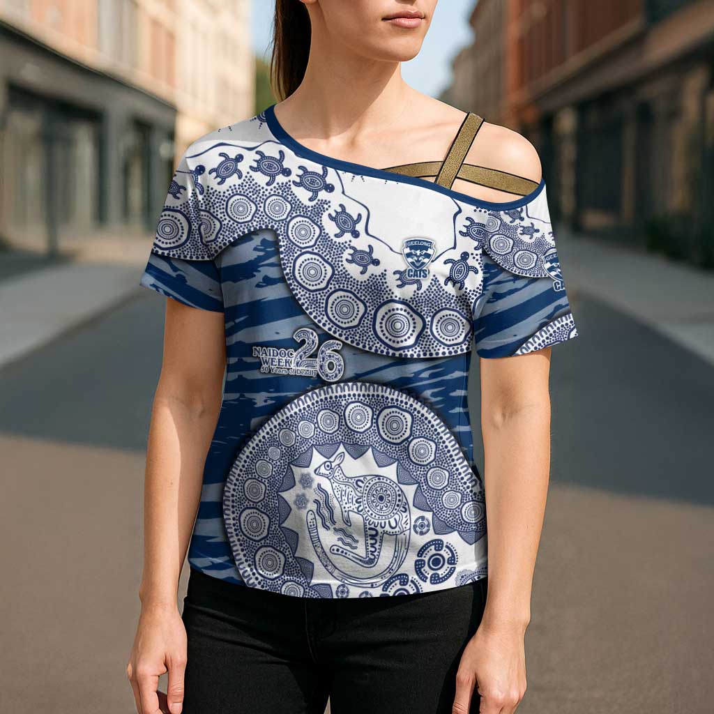 Geelong Cats NAIDOC Week 2026 Cross Shoulder Shirt Australian Aboriginal Dot Art Dreamtime Pattern Style