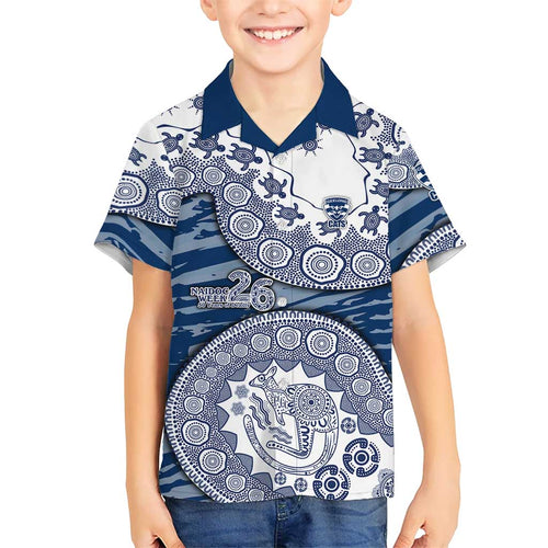 Geelong Cats NAIDOC Week 2026 Family Matching Mermaid Dress and Hawaiian Shirt Australian Aboriginal Dot Art Dreamtime Pattern Style