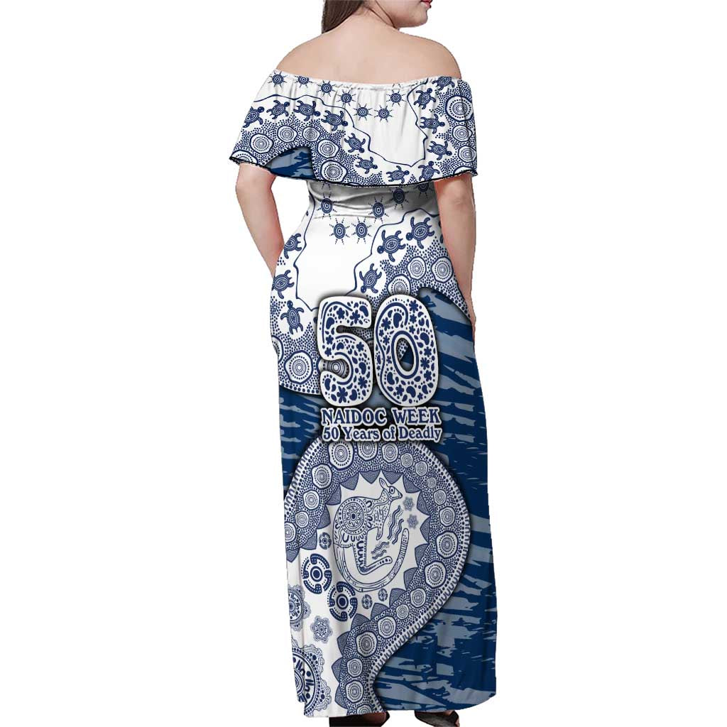 Geelong Cats NAIDOC Week 2026 Family Matching Off Shoulder Maxi Dress and Hawaiian Shirt Australian Aboriginal Dot Art Dreamtime Pattern Style
