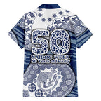 Geelong Cats NAIDOC Week 2026 Family Matching Off Shoulder Short Dress and Hawaiian Shirt Australian Aboriginal Dot Art Dreamtime Pattern Style