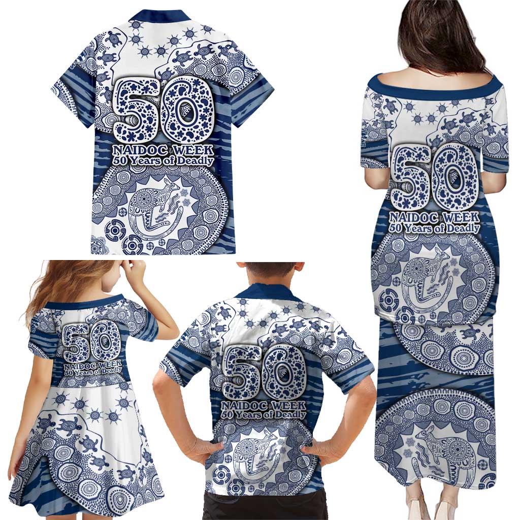Geelong Cats NAIDOC Week 2026 Family Matching Puletasi and Hawaiian Shirt Australian Aboriginal Dot Art Dreamtime Pattern Style