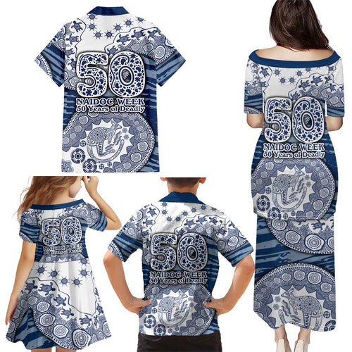 Geelong Cats NAIDOC Week 2026 Family Matching Puletasi and Hawaiian Shirt Australian Aboriginal Dot Art Dreamtime Pattern Style