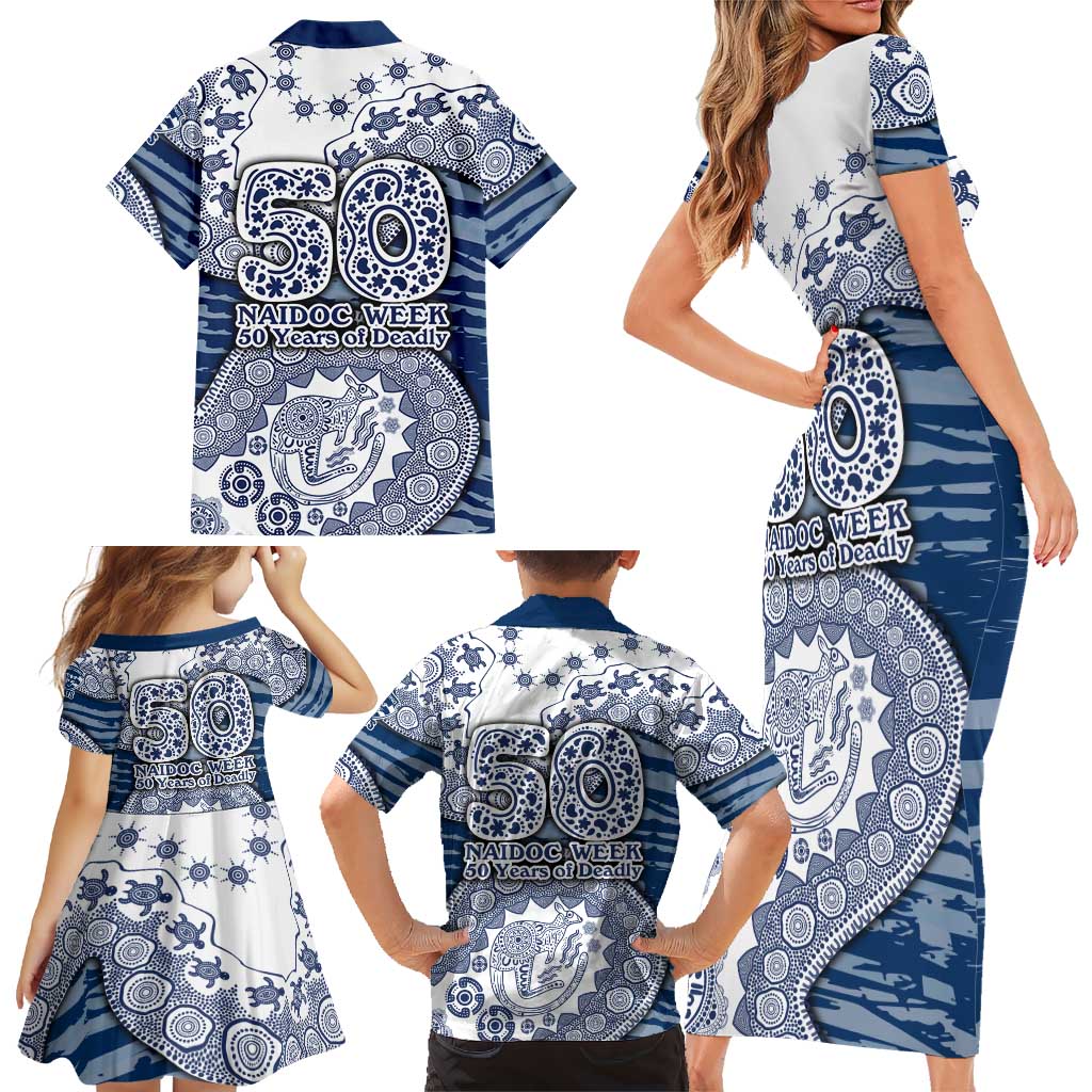 Geelong Cats NAIDOC Week 2026 Family Matching Short Sleeve Bodycon Dress and Hawaiian Shirt Australian Aboriginal Dot Art Dreamtime Pattern Style