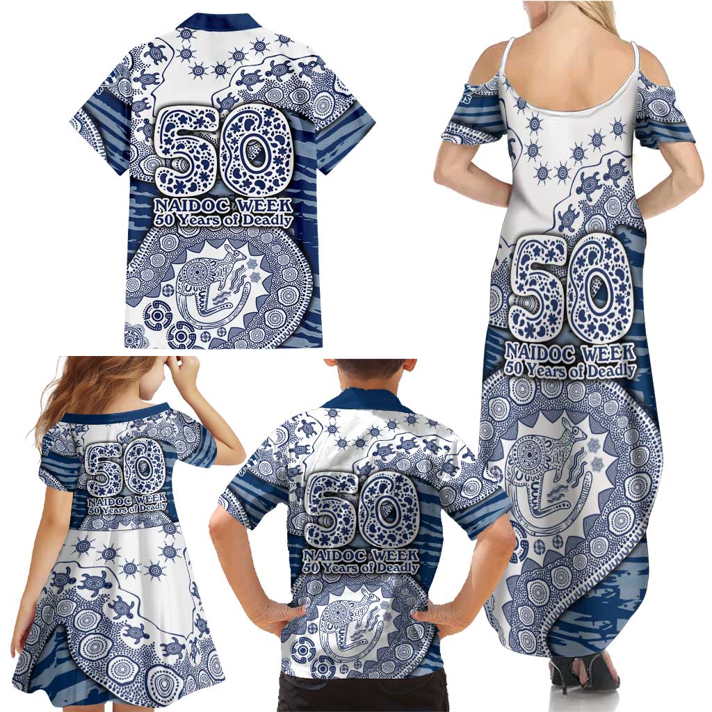 Geelong Cats NAIDOC Week 2026 Family Matching Summer Maxi Dress and Hawaiian Shirt Australian Aboriginal Dot Art Dreamtime Pattern Style