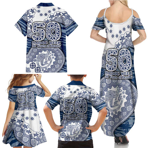 Geelong Cats NAIDOC Week 2026 Family Matching Summer Maxi Dress and Hawaiian Shirt Australian Aboriginal Dot Art Dreamtime Pattern Style
