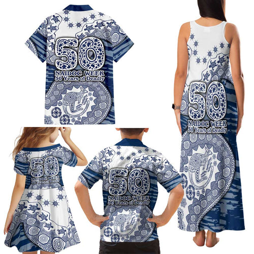 Geelong Cats NAIDOC Week 2026 Family Matching Tank Maxi Dress and Hawaiian Shirt Australian Aboriginal Dot Art Dreamtime Pattern Style
