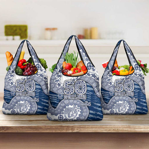 Geelong Cats NAIDOC Week 2026 Grocery Bag Australian Aboriginal Dot Art Dreamtime Pattern Style