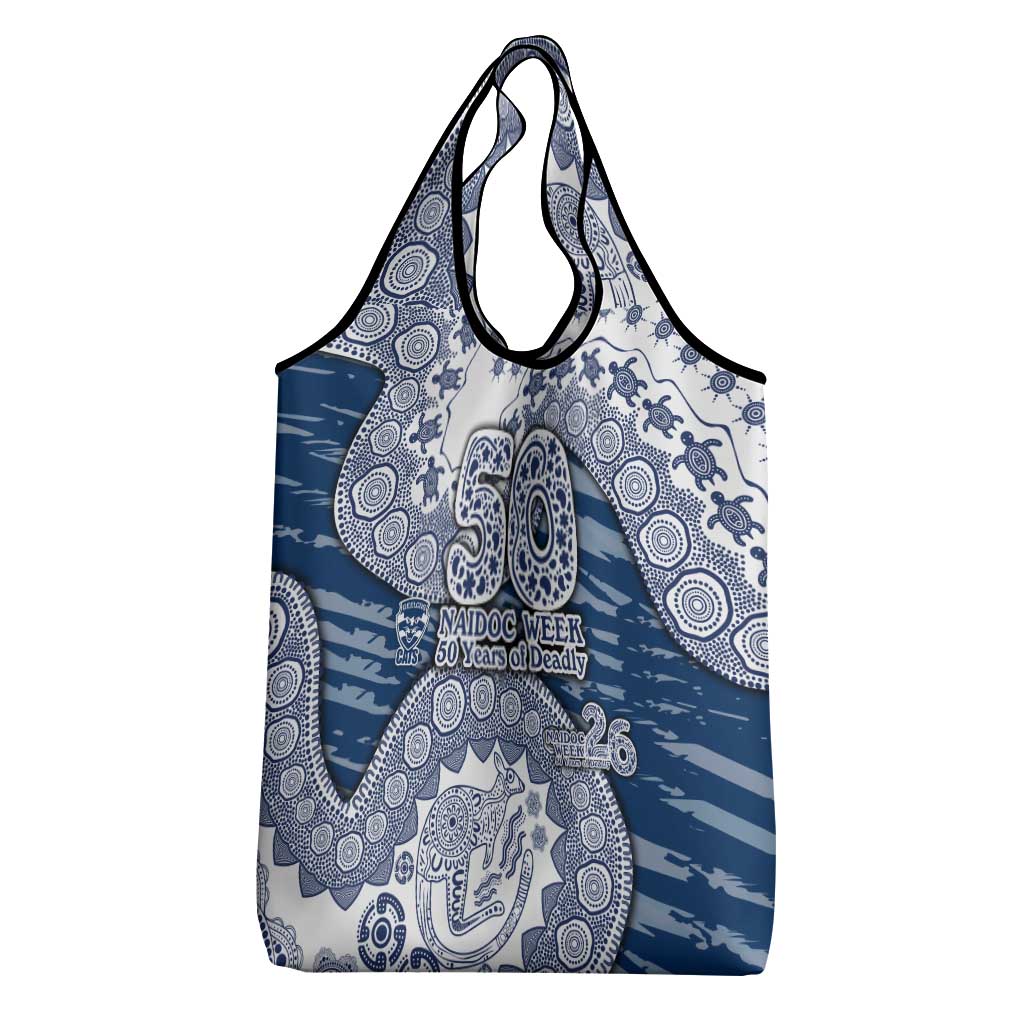 Geelong Cats NAIDOC Week 2026 Grocery Bag Australian Aboriginal Dot Art Dreamtime Pattern Style