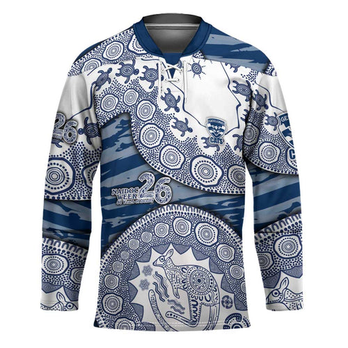 Geelong Cats NAIDOC Week 2026 Hockey Jersey Australian Aboriginal Dot Art Dreamtime Pattern Style