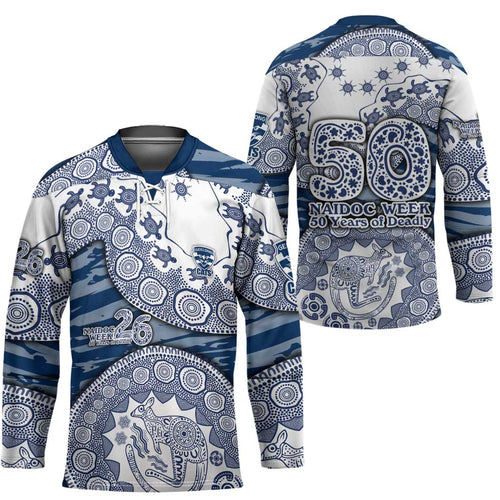 Geelong Cats NAIDOC Week 2026 Hockey Jersey Australian Aboriginal Dot Art Dreamtime Pattern Style