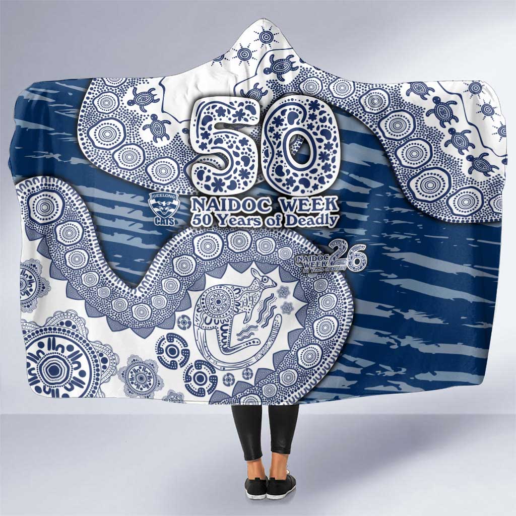 Geelong Cats NAIDOC Week 2026 Hooded Blanket Australian Aboriginal Dot Art Dreamtime Pattern Style