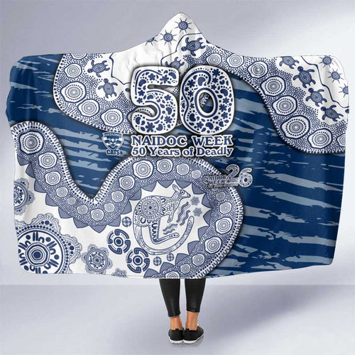 Geelong Cats NAIDOC Week 2026 Hooded Blanket Australian Aboriginal Dot Art Dreamtime Pattern Style