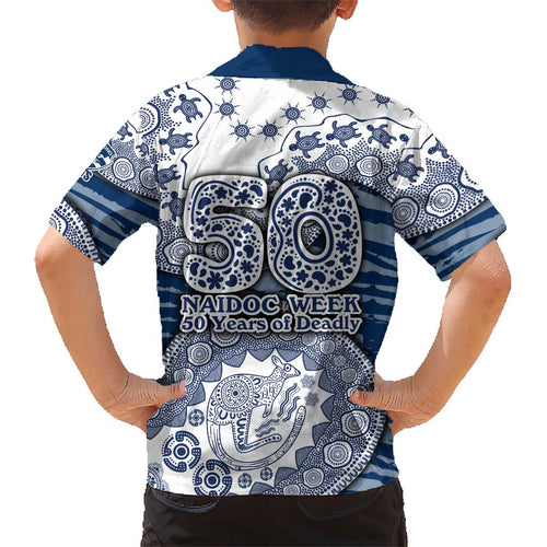 Geelong Cats NAIDOC Week 2026 Kid Hawaiian Shirt Australian Aboriginal Dot Art Dreamtime Pattern Style