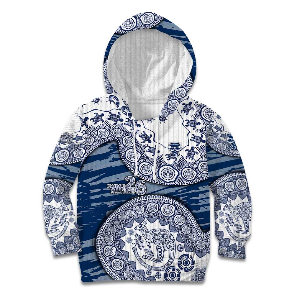 Geelong Cats NAIDOC Week 2026 Kid Hoodie Australian Aboriginal Dot Art Dreamtime Pattern Style