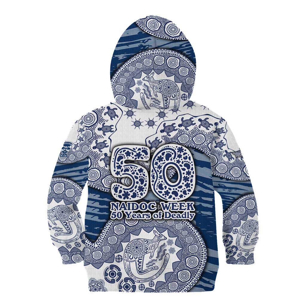 Geelong Cats NAIDOC Week 2026 Kid Hoodie Australian Aboriginal Dot Art Dreamtime Pattern Style