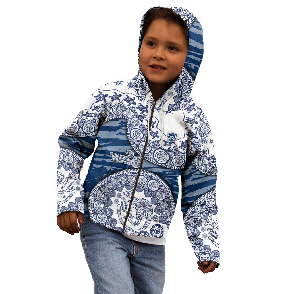 Geelong Cats NAIDOC Week 2026 Kid Hoodie Australian Aboriginal Dot Art Dreamtime Pattern Style