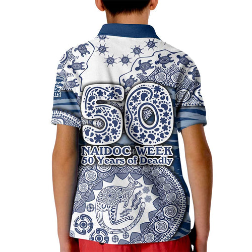 Geelong Cats NAIDOC Week 2026 Kid Polo Shirt Australian Aboriginal Dot Art Dreamtime Pattern Style