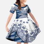 Geelong Cats NAIDOC Week 2026 Kid Short Sleeve Dress Australian Aboriginal Dot Art Dreamtime Pattern Style