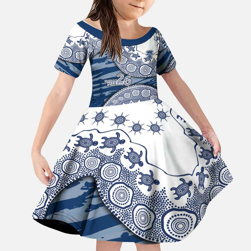 Geelong Cats NAIDOC Week 2026 Kid Short Sleeve Dress Australian Aboriginal Dot Art Dreamtime Pattern Style