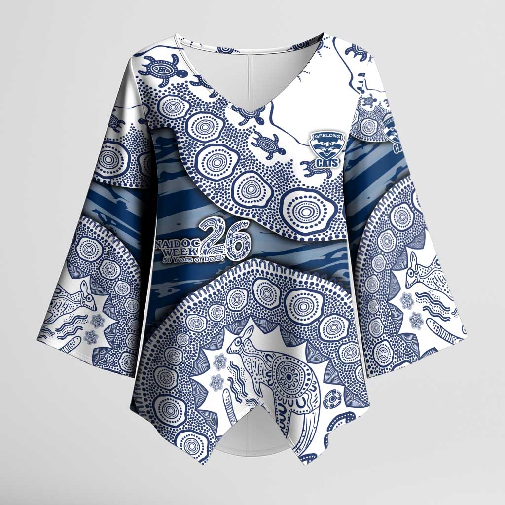 Geelong Cats NAIDOC Week 2026 Kimono Sleeve Blouse Australian Aboriginal Dot Art Dreamtime Pattern Style