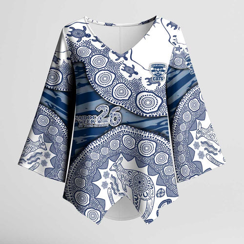 Geelong Cats NAIDOC Week 2026 Kimono Sleeve Blouse Australian Aboriginal Dot Art Dreamtime Pattern Style