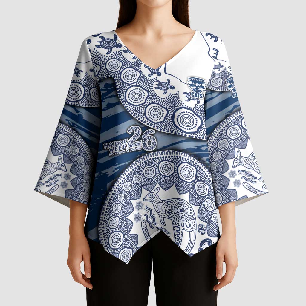 Geelong Cats NAIDOC Week 2026 Kimono Sleeve Blouse Australian Aboriginal Dot Art Dreamtime Pattern Style