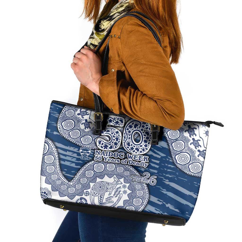 Geelong Cats NAIDOC Week 2026 Leather Tote Bag Australian Aboriginal Dot Art Dreamtime Pattern Style