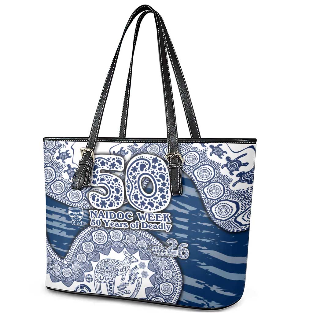 Geelong Cats NAIDOC Week 2026 Leather Tote Bag Australian Aboriginal Dot Art Dreamtime Pattern Style