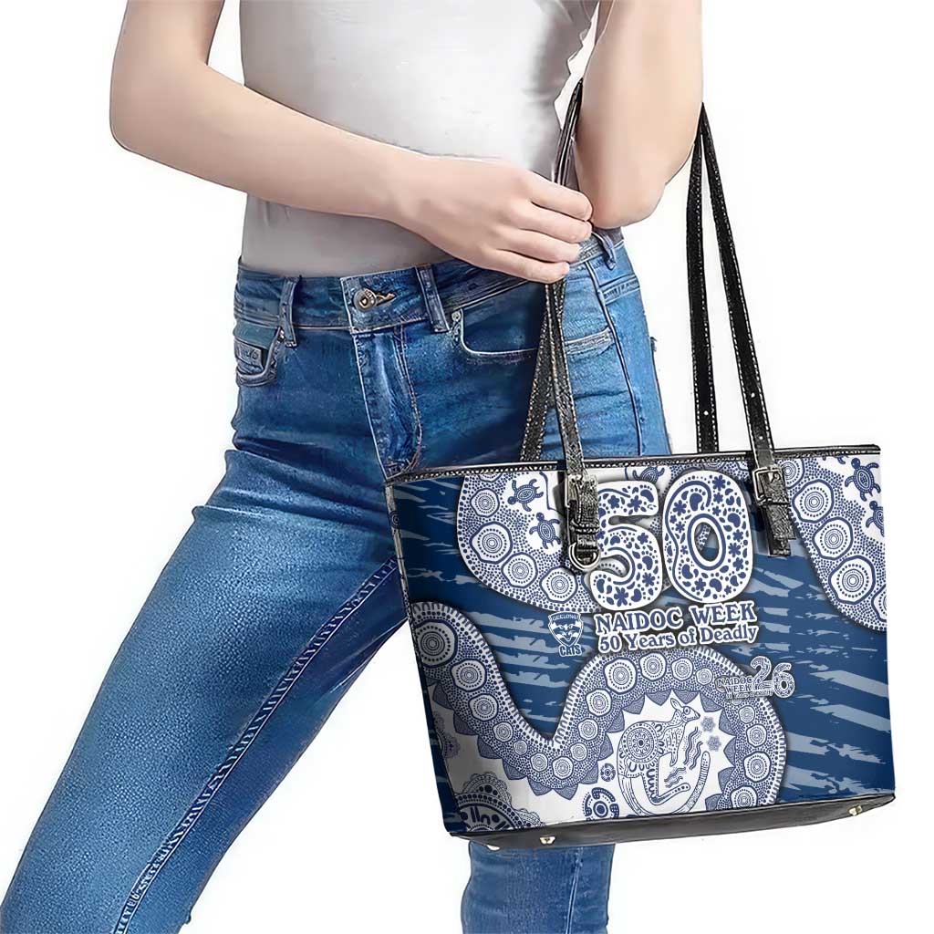 Geelong Cats NAIDOC Week 2026 Leather Tote Bag Australian Aboriginal Dot Art Dreamtime Pattern Style