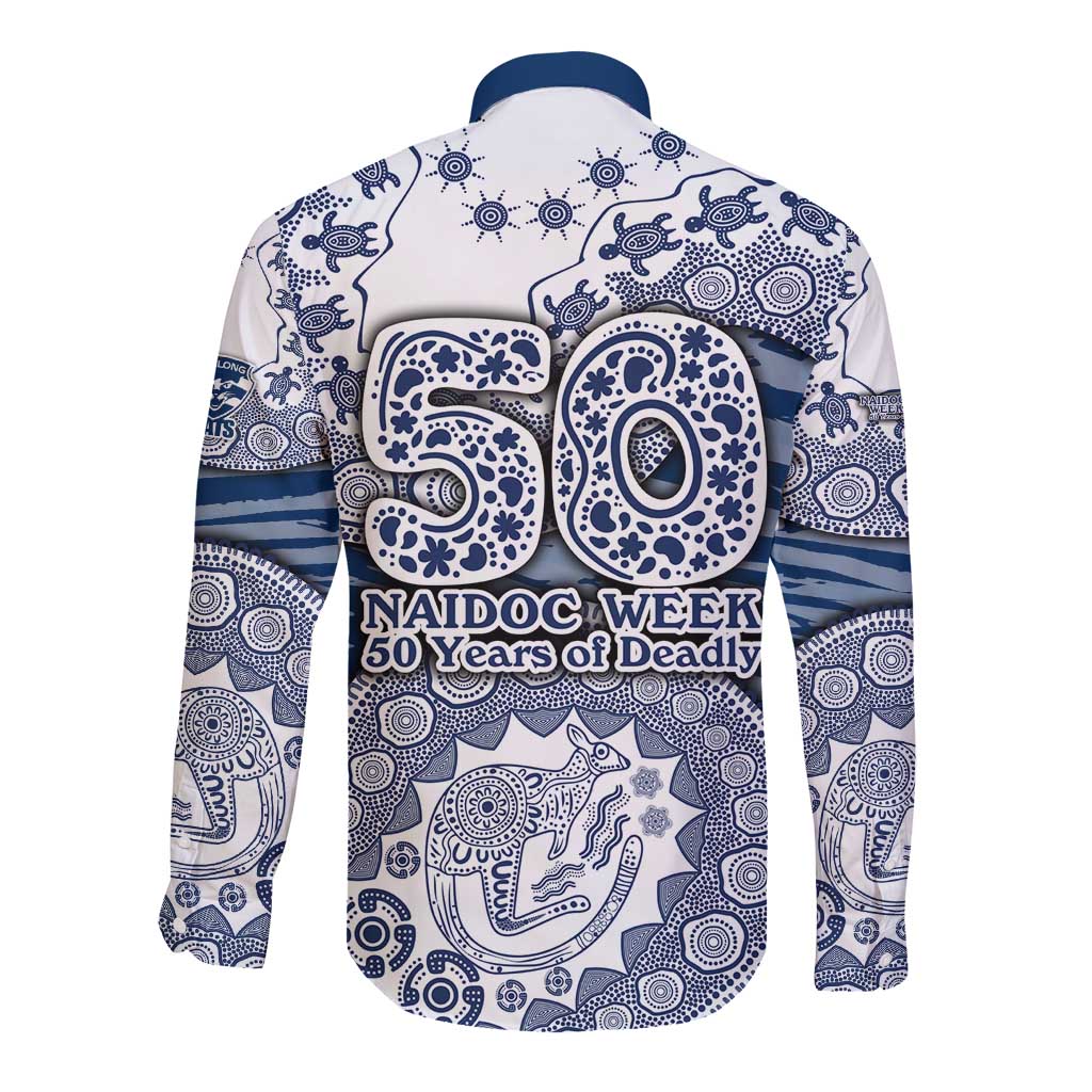 Geelong Cats NAIDOC Week 2026 Long Sleeve Button Shirt Australian Aboriginal Dot Art Dreamtime Pattern Style