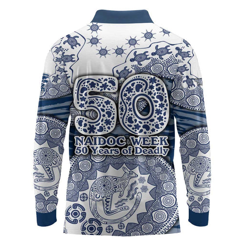 Geelong Cats NAIDOC Week 2026 Long Sleeve Polo Shirt Australian Aboriginal Dot Art Dreamtime Pattern Style